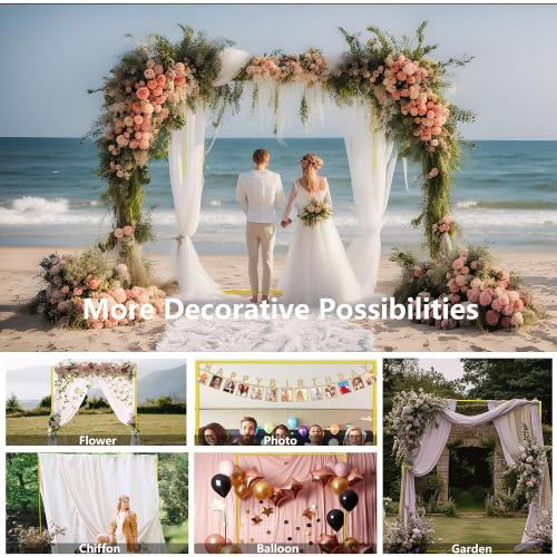Wedding Arch, 6.6 FT x 3.3 FT Square Backdrop Stand for Ceremony, Gold Metal Arch Backdrop Stand for Parties, Balloon Arch Stand Backdrop for Anniversary, Birthday, Bridal, Baby Shower, Decoration