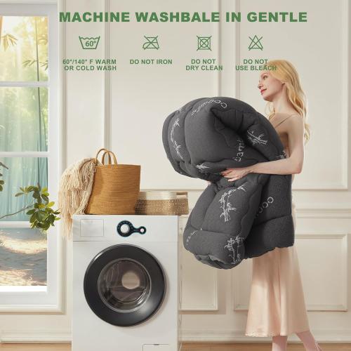 Dark Grey BEDLORE Mattress Topper Viscose Derived from Bamboo, Thick Pillow Top Mattress Pad with Stretchable Pockets for 6-18 inches Mattress, Soft Mattress Topper for Back Pain Relief