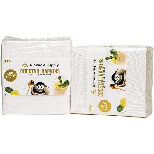 500 Pack Cocktail Napkins Paper - Quality 3-Ply White Beverage Napkins - Restaurant, Event, Bar Napkins - Perfect Size Dessert Napkins - Party Napkins Bulk - Elegant Wedding Napkins Disposable