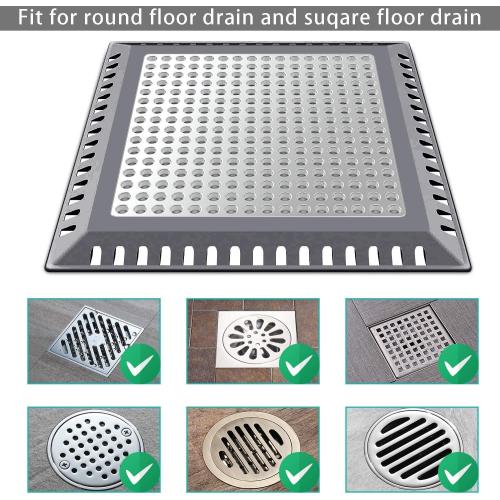 Dark Grey 6 Hair Catcher/Drain Strainer/Shower Drain Cover for Bathroom Floor Drain, Stainless Steel and Silicone (6 inch, Dark Grey)