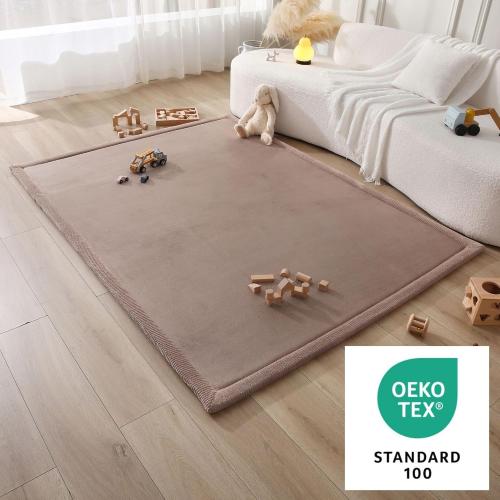 Hakuna Matte CloudSoft Baby Play Mat for Floor 60 x 80 Brown | Coral Velvet high-density foam Rug for Crawling & Cozy Play – Non-Slip, Water-Resistant, Easy-CareTummy Time Mat