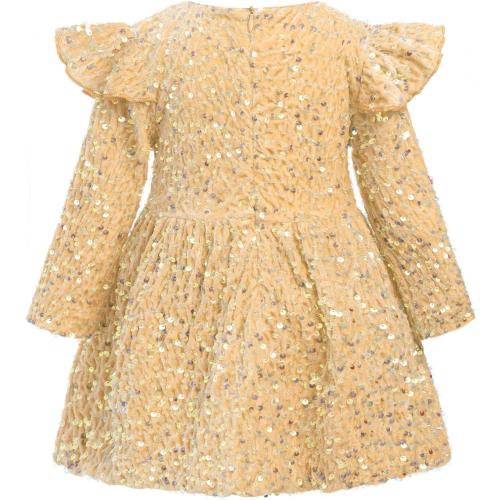 Size 5-6...ODIZLI Kids Girls Fall Winter Long Sleeve Sequin Velvet Ruffle Tutu Dress Wedding Flower Girl Party Dress