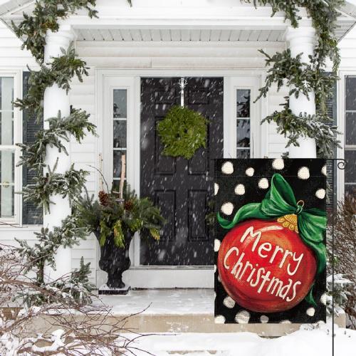 AVOIN colorlife Polka Dot Believe Christmas Garden Flag 12x18 Inch Double Sided, Ornament Baubles Winter Farmhouse Yard Outdoor Decorative Flag