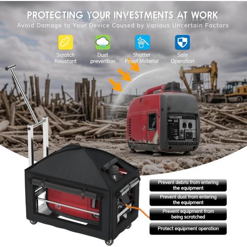 Generator Covers While Running,Portable Generator Cover with Cart, for HD-iPower-Champion1000w-2500w Portable Generators,900D Covers  201 heavy-duty stainless steel Cart, (23.2X14.1X19.6 inches).