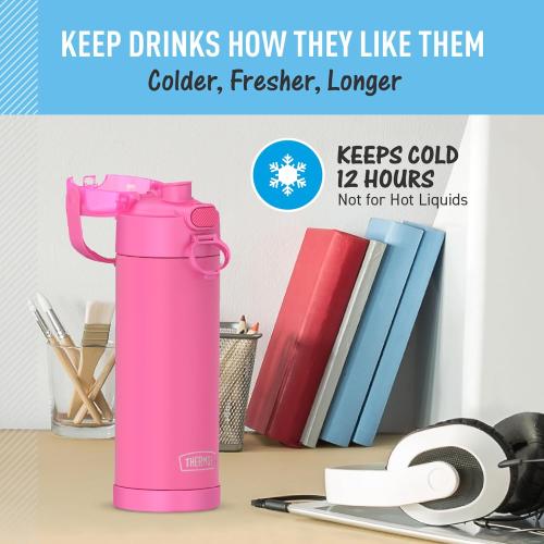 THERMOS FUNTAINER Water Bottle with Spout, 16oz, Neon Pink