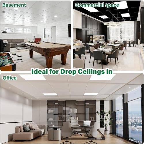 Smooth Drop Ceiling Tiles 2ft x 2ft for T-Bar Ceiling Systems – PVC Ceiling Tiles with No Sag, Waterproof & Fire-Rated – Easy Drop-in Replacement, White, 12-Pack (Covers 48 Sq. Ft)