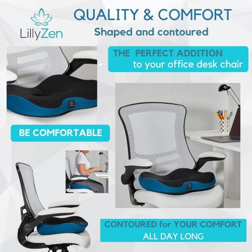 Color Black and Blue Lilly Zen Donut Pillow for Tailbone Pain Relief Memory Foam Cushion Orthopedic Seat Pressure Relief Sitting Coccyx Sciatica Hemorrhoid Pregnancy Postpartum Office Chair Butt Pillows (Black Blue)