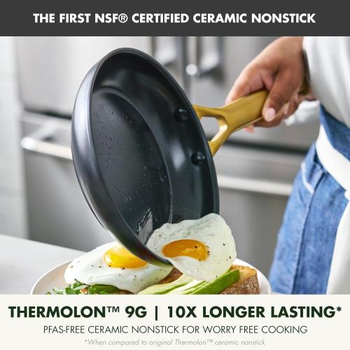 GreenPan Nonstick Reserve Pro 8, 10 & 12” Frying Pan Set, NSF Certified Ceramic, Hard Anodized PFAS-Free Skillets, Stainless Steel Handles, Oven & Dishwasher Safe, Black
