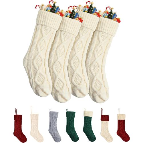 Mr. Pen- Christmas Stockings, 4 Pack, 18 Cream Stockings Christmas, Stockings for Christmas, Stocking Christmas, Cream Knit Stockings Christmas Stocking, Cream Christmas Stockings