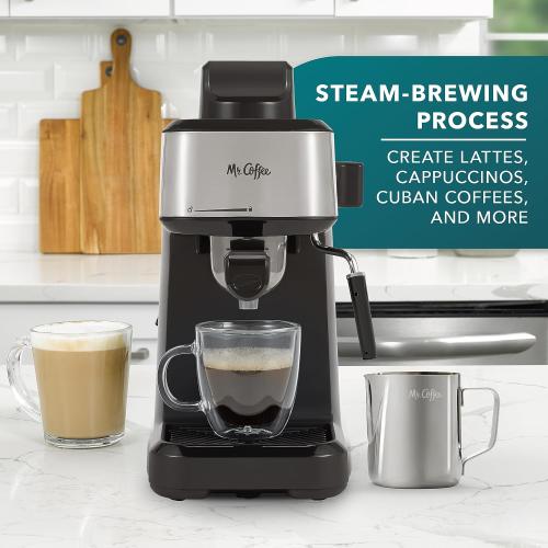 Mr. Coffee 4-Shot Steam Espresso Cappuccino and Latte Maker with Stainless Steel Frothing Pitcher