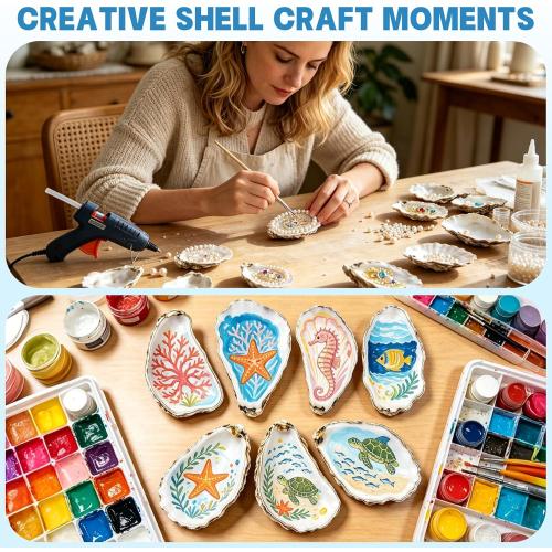 30PCS 3-4 Flat Oyster Shells, Natural Seashells for Crafts, Decoupage, Beach Wedding Decor & Christmas Ornaments, Bulk Medium Oyster Shells
