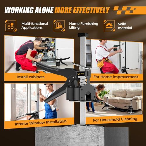 Labor Saving Arm Jack Handle 12 in Furniture Jack Drywall Lift for Wall Tile Locator, Multi Function Height Adjustment, Door Panel, Lever Arm Tool Board Weight 330lb, Lift Range 6.7In