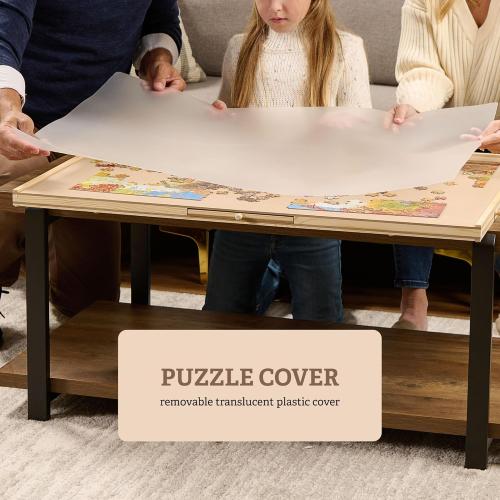 Rotating Wooden Puzzle Board for with 6 Storage Drawers & Protective Cover – Jigsaw Puzzle Table - for Adults & Families Home Entertainment & Puzzle Building (1500 Piece Puzzle Board)
