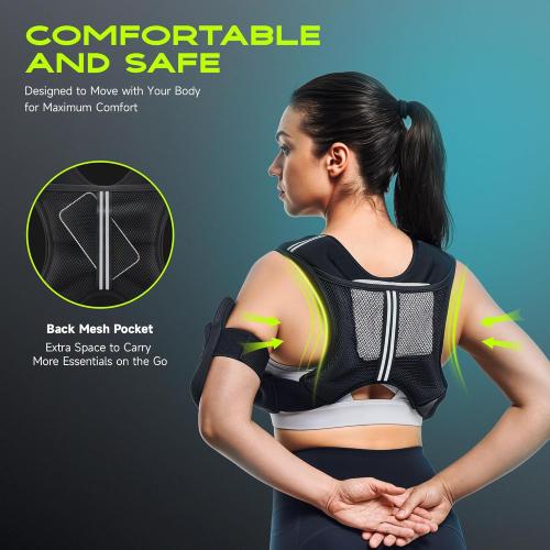 Weighted Vest Women with Pocket, SGS Certified Weighted Vest for Men, 5 10 15 20 25 30 lb Weight Vest with Reflective Strips Adjustable Buckle Straps for Walking Running Strength Training Cardio Workout