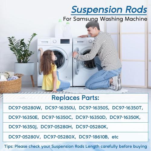 2026 Upgraded DC97-16350U DC97-16350T Washer Suspension Rods for Samsung WA50R5200AW/US WA50R5400AV/US WA45T3200AW/A4 WA45N3050AW/A4 WA50R5400AW/US Washing Machine Replace DC97-05280W DC97-16350S 4PCS