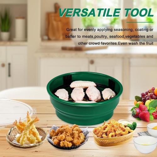 FJNATINH Collapsible Batter Bowl - Mess Free Better Breader Shaker Bowl with Lid Breading Shaker Container - Great for Fried Fish, Fried Chicken, Onion Rings, Wings & More,No Leak,Easy to Store