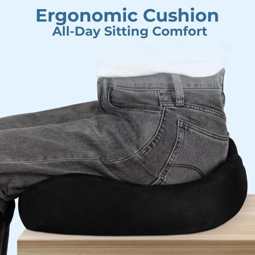 5 STARS UNITED Seat Cushion for Tailbone Pain Relief – Large Memory Foam Cushion for Coccyx, Hip, Sciatica & Post-Surgery Recovery – Wheelchair, Car, Desk, Gaming & Office Chairs, Black, XX-Large