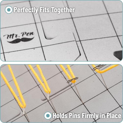 Mr. Pen- Blocking Mats for Knitting & Crochet Projects, 12 x 12, 9 Pack with 150 pcs T-Pins, Gray Aligned Grid Knitting Blocking Mats and Pins, Water & Heat Resistant