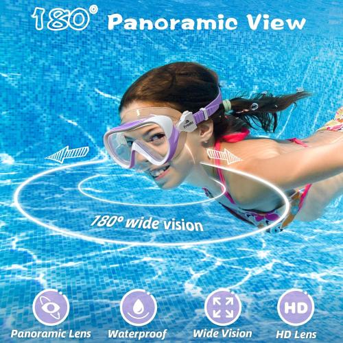 Freela Kids Swimming Goggles for 4-16 with Nose Cover, Anti-Fog No Leakage