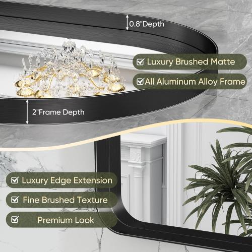 Suidia 24 x 36 Bathroom Mirror, Bathroom Vanity Mirror Metal Framed, Wall-Mounted Mirrors for Bedroom, Living Room, Entryway, Hallway, Black, Arch Style