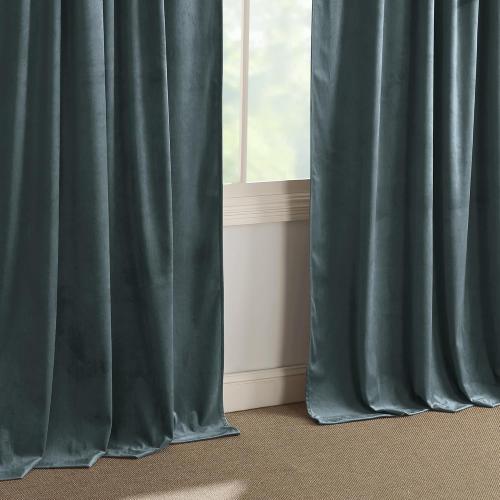 StangH Velvet Blackout Curtains for Boys Bedroom, Soft Modern Energy Efficient Window Drapes 90 Inch Noise Reducing Privacy Panels for Home Office Nursery, Dark Slate, W52 x L90, 2 Panels