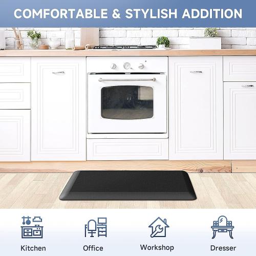 4/5 Inch Thick Kitchen Mats for Floor, StepRite Kitchen Rug for Standing Desk, Non-Slip, Thicker, Stain & Water Resistant, Comfort Anti Fatigue Floor Mat for Home, Kitchen, Office - Black,54 * 22''