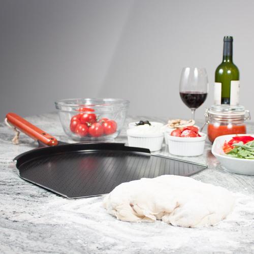 The Ultimate Aluminum Pizza Peel. 14 inch Paddle with a Smooth Ceramic Coating, 10 inch Wood Handle. Large & Lightweight, Use this Metal Spatula for Baking Pizzas and Breads on Oven & Grill