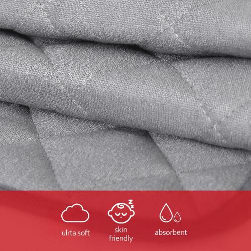 Diaper Changing Pad Liner Non-Slip, Waterproof Terry Mat, Quilted Absorbent Bassinet Liners Washable, 3 Pack 13x 26 Reusable Portable Changing Table Pad Rectangle Grey