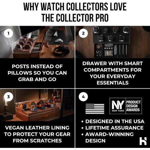 Holme & Hadfield Premium 7-Slot Wooden Watch Display Case – Large Handcrafted Men’s Watch Box with Accessory Drawer, Hinged Cover, Leather Lining – Christmas Gift for Men – Luxury Built to Last