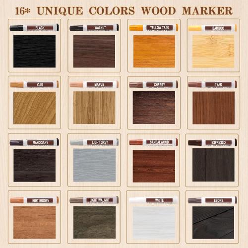 A-HEYIDA 22PCS Wood Furniture Repair Markers - 16 Colors Furniture Touch Up Pen with Beeswax Wood Putty Filler, Wooden Stain Marker Covers Scratches, Scuffs, Cabinets, Tables, Floors