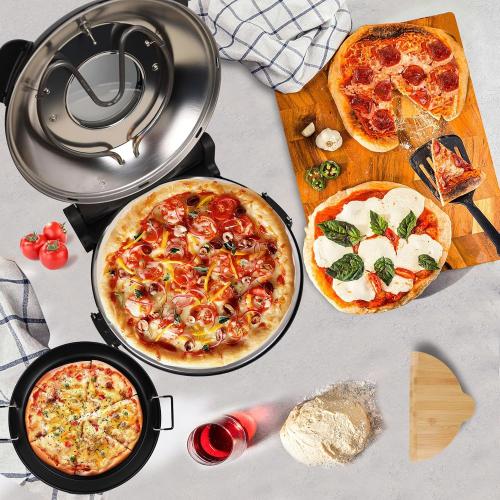 Countertop Pizza Oven Indoor, Pizza Oven 12 Inch Home Outdoor Portable Pizza Maker, 1200W Heats up to 800˚F Pizza Cooker with Viewing Window & Adjustable Temperature