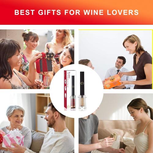 Black Air Pressure Pump Bottle Opener With Foil Cutter,Aerator Pourer,Vacuum Stopper(4PCS),Simple Cork Remover,Efficient Corkscrew Bottle Opener,Great For Wine Lovers,Perfect Wine Gift.