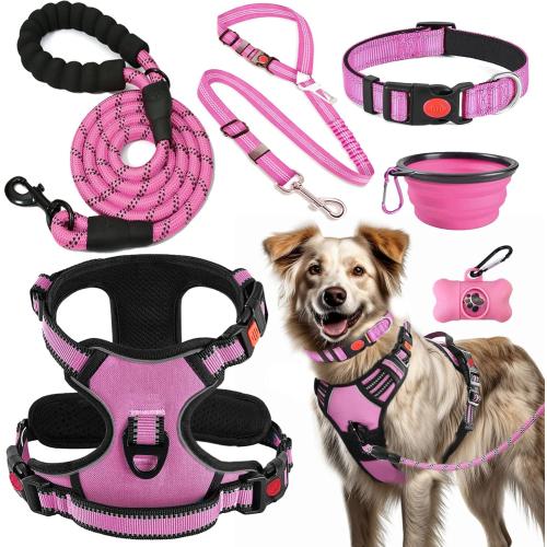 LOBEVE No Pull Dog Harness, Collar & Leash Set with Travel Accessories