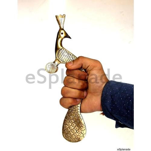 eSplanade - Designer Pair of Brass Door Handles (2 pcs) | Handle-Sets | Door Decor | Brass Door Pulls - Peacock Shaped (10 Inches)