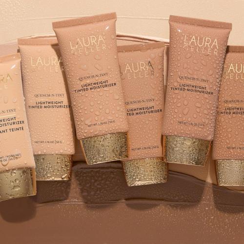 LAURA GELLER NEW YORK Quench-n-Tint Tinted Moisturizer - Sheer to Light Buildable Coverage - Natural Glow Finish - Lightweight Formula with Hyaluronic Acid, 03 Light/Medium