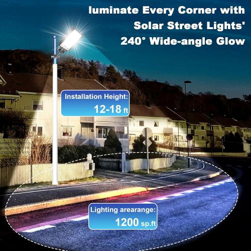 Eleganted CHX-2000W Solar Street Lights Outdoor, 6500K Solar Parking Lot Light, IP66 Waterproof Dusk to Dawn 100000LM Security Flood Lights with Remote Control for Yard, Garden, Outside, Garage