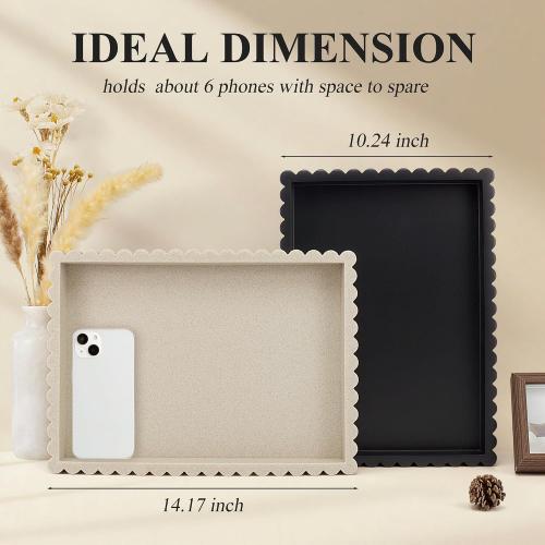 YMXYJM Decorative Tray for Coffee Table, Modern Tray Decor, 14 Beige Resin