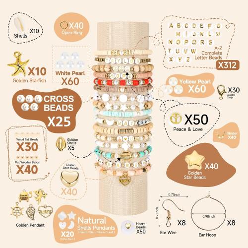Paodey..Clay Beads 3 Boxes Bracelet Making Kit, 10500pcs Beads for Jewelry Making, Round Letter Beads with Charm and Elastic Strings, Friendship Bracelets Holiday Gifts for Girls Adults