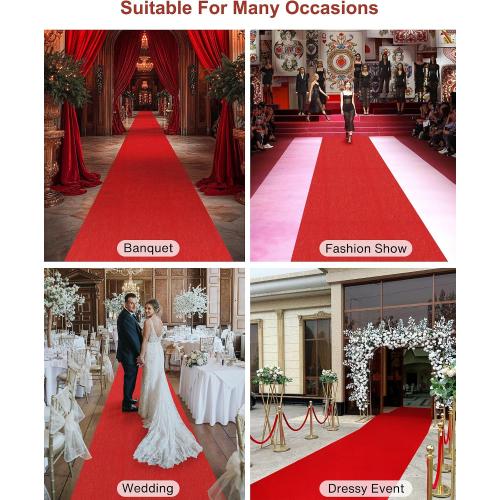 450GSM Extra Thick Red Carpet Runner for Party & Events, 3ft x 10ft Heavy Duty Non-Slip TPR Rubber Backing, Aisle Runway Rug forProm, Wedding Ceremony Decorations, Hollywood Oscars for Awards