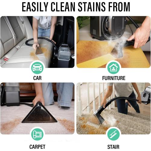 Portable Carpet Cleaner Machine with Steam and Heating Techology 122 Black