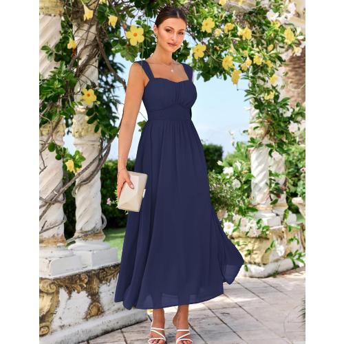 Size 2 XL.... GRACE KARIN 2025 Women's Summer Floral Print Flowy A Line Maxi Dresses Sleeveless Smocked Off Shoulder Dress...