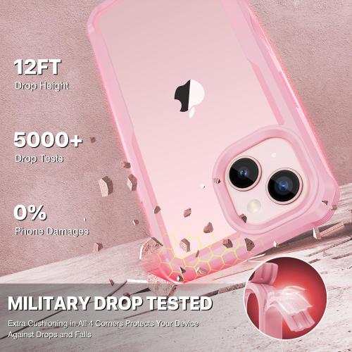 Size Iphone 15 Color Pink CENHUFO Privacy for iPhone 15 Case, Full Body Phone Case with Built-in 9H Tempered Glass Privacy Screen Protector and Camera Lens Protector, Anti Peep Spy Shockproof Bumper Clear Cover - Pink
