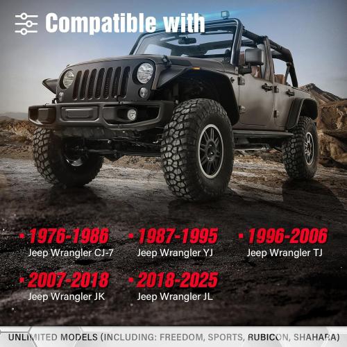 Adjustable Hard Top Carrier Hardtop Storage Cart Compatible with 1976-2025 Jeep Wrangler JK JL YJ TJ JKU JLU Unlimited and Newer Jeep Wrangler CJ-7 Sliding Bracket Rack Movable, 2/4 Door-Black