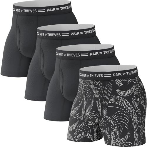 Pair of Thieves Soft Cotton Boxer Briefs for Men Pack (4 & 8 Pack) - Tagless Mens Underwear for All-Day Comfort and Support
