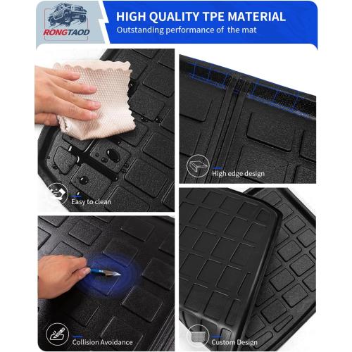 Rongtaod Cargo Mat Compatible with 2021-2025 Jeep Grand Cherokee L Cargo Liner Trunk Mat TPE Back Seat Cover Protector 2024 Jeep Grand Cherokee L Accessories (Trunk Mat Backrest Mats)