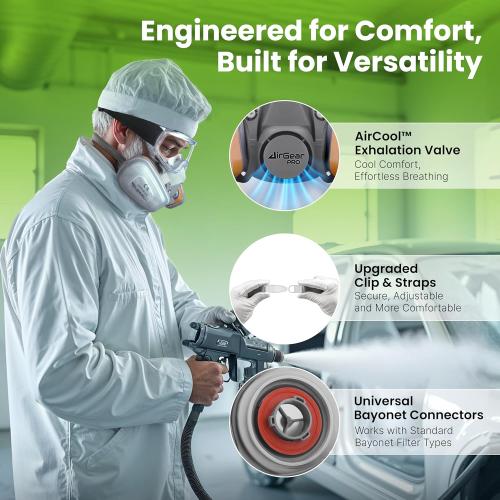 AirGearPro M-500 Reusable Respirator Mask with A1P2 Filters | Anti-Gas, Anti-Dust | Gas Mask Ideal for Painting, Woodworking, Construction, Sanding, Spraying, Chemicals, DIY etc
