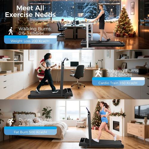 Walking Pad with Incline, 2.5HP Walking Pad Treadmill, 3 in 1 Portable Under Desk Treadmills for Home Small Space, Foldable Folding Home Treadmill with Remote Control, 350LBS Capacity