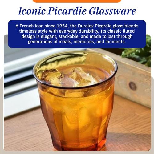 Duralex Le Picardie Glass Tumbler Drinking Set – 18-Piece Amber Tumblers in Mixed Sizes