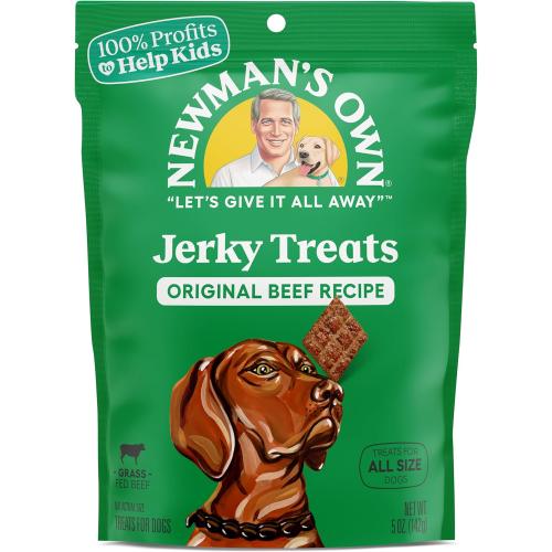 Newman's Own Jerky Treats for Dogs - Original Beef Recipe | Made with Grass Fed Beef | Grain Free | High in Protein | 5 oz Bag (Pack of 6)