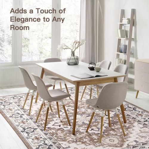 Lofus Area Rugs for Living Room, Washable Area Rug, Rugs for Bedroom, Kitchen, Vintage Boho Carpet, Soft Non-Slip, Low Pile Large Area Rug for Office Dining Room, Floral Brown